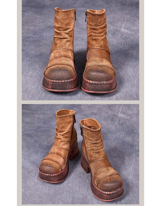 Autumn Winter Women Suede Chunky Platform Boots