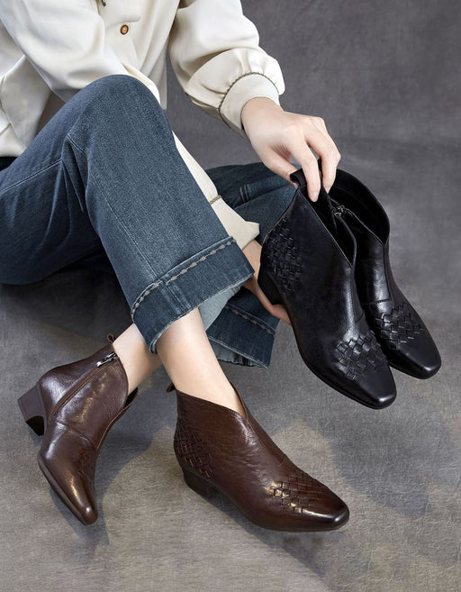 Women's Autumn Winter Women's Genuine Leather Woven Ankle Boots, Obiono Oct shoes collection 2026, 90.19