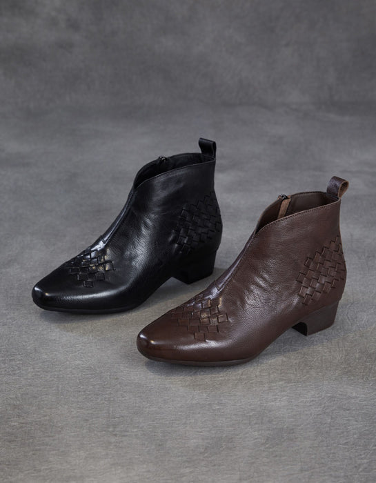 Women's Autumn Winter Women's Genuine Leather Woven Ankle Boots, Obiono Oct shoes collection 2026, 90.19