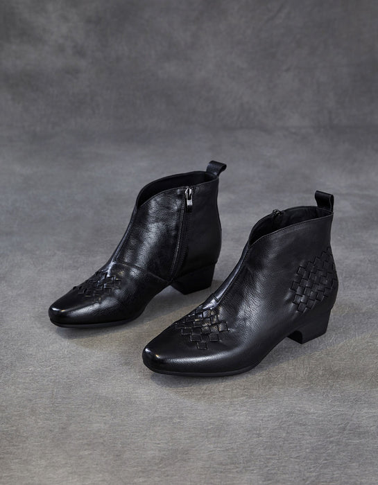 Women's Autumn Winter Women's Genuine Leather Woven Ankle Boots, Obiono Oct shoes collection 2026, 90.19