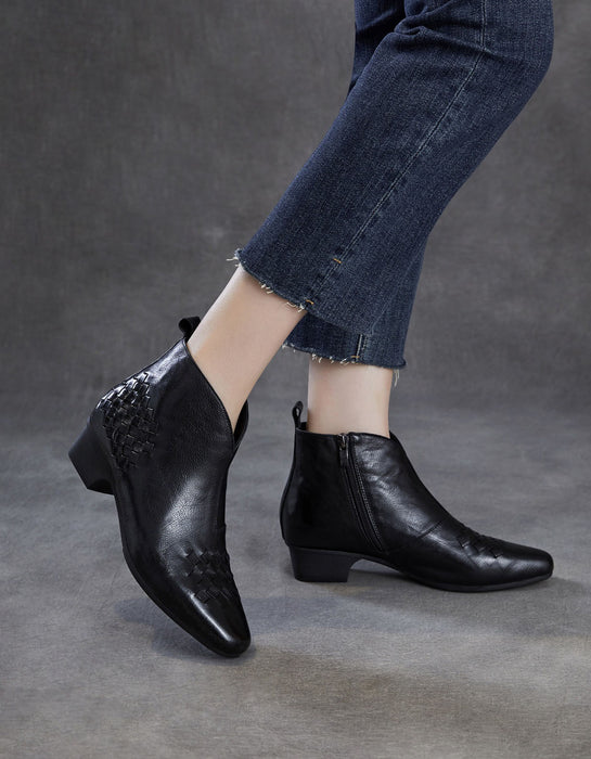 Women's Autumn Winter Women's Genuine Leather Woven Ankle Boots, Obiono Oct shoes collection 2026, 90.19