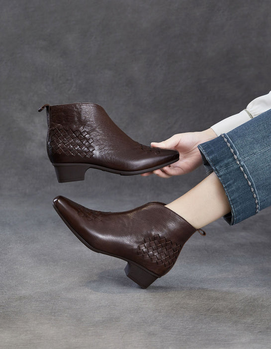 Women's Autumn Winter Women's Genuine Leather Woven Ankle Boots, Obiono Oct shoes collection 2026, 90.19