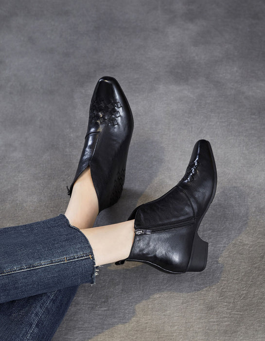 Women's Autumn Winter Women's Genuine Leather Woven Ankle Boots, Obiono Oct shoes collection 2026, 90.19