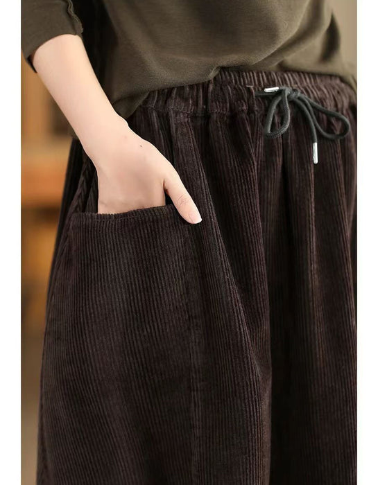 Autumn/Winter Patchwork Corduroy Midi Skirt for Women