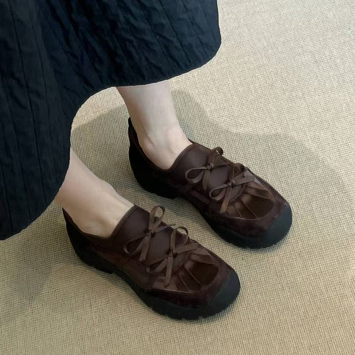 Ballet Inspired Bowknot Front Casual Chunky Sneakers