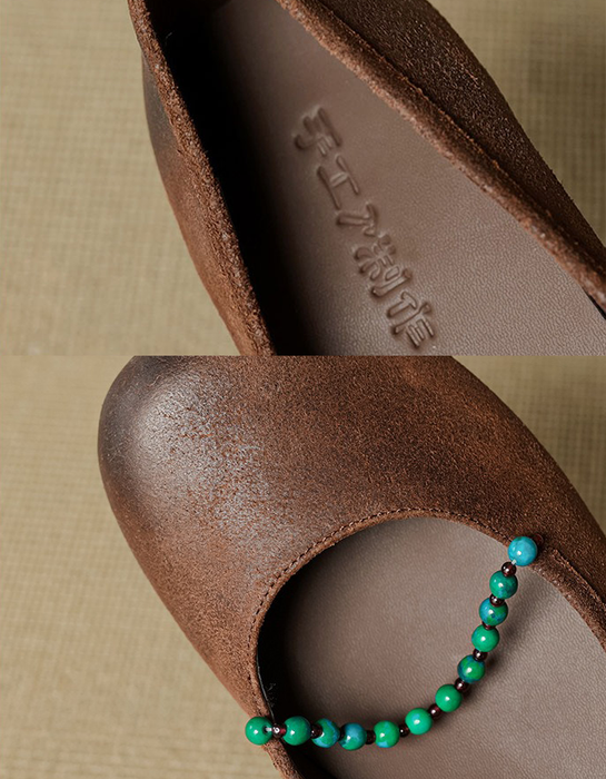 Beaded Decor Handmade Comfort Round Toe Flats for Women June Shoes Collection 2026 99.99