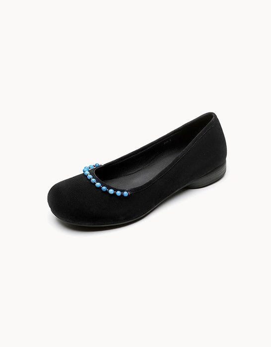 Beaded Decor Handmade Comfort Round Toe Flats for Women June Shoes Collection 2026 99.99
