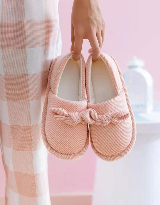 Big Size Bowknot Stripped Soft Indoor Shoes (Size 35-45) March Shoe Collection 2026 29.99