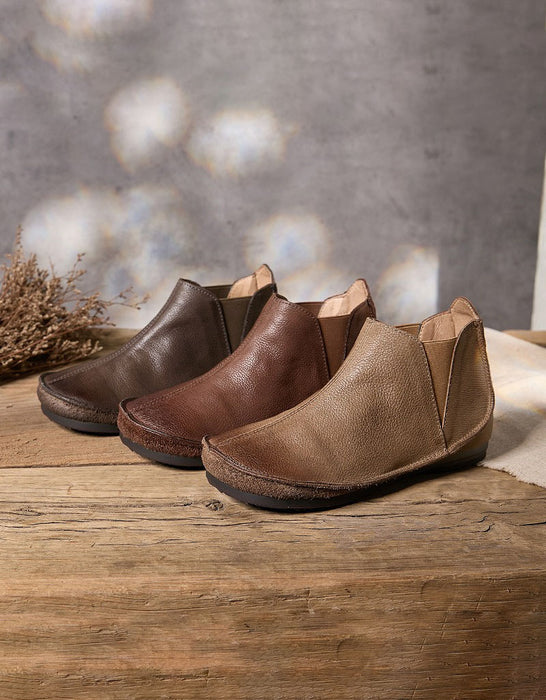 Bottes d'hiver en coton tricotées en cuir rétro faites à la main