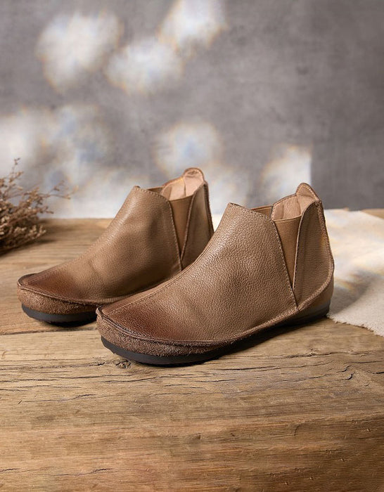 Bottes d'hiver en coton tricotées en cuir rétro faites à la main