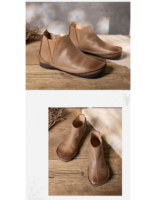 Bottes d'hiver en coton tricotées en cuir rétro faites à la main