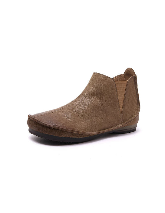 Bottes d'hiver en coton tricotées en cuir rétro faites à la main