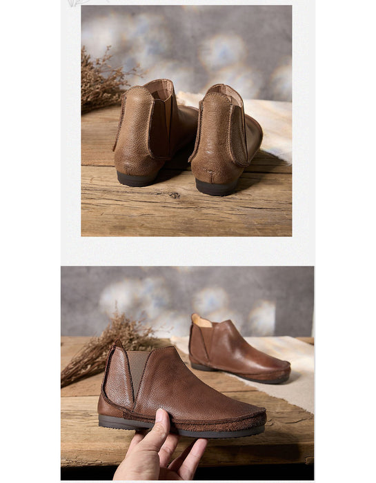 Bottes d'hiver en coton tricotées en cuir rétro faites à la main