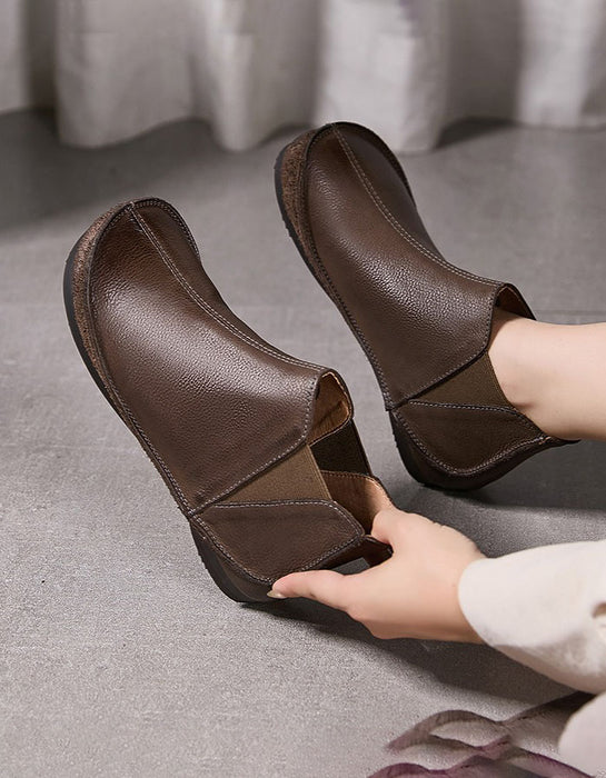 Bottes d'hiver en coton tricotées en cuir rétro faites à la main