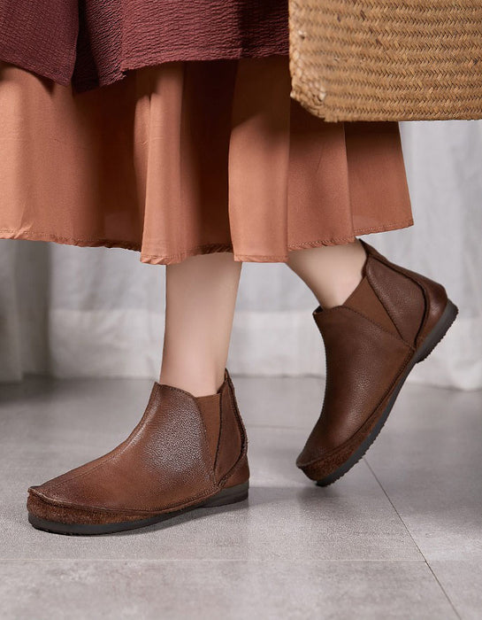 Bottes d'hiver en coton tricotées en cuir rétro faites à la main