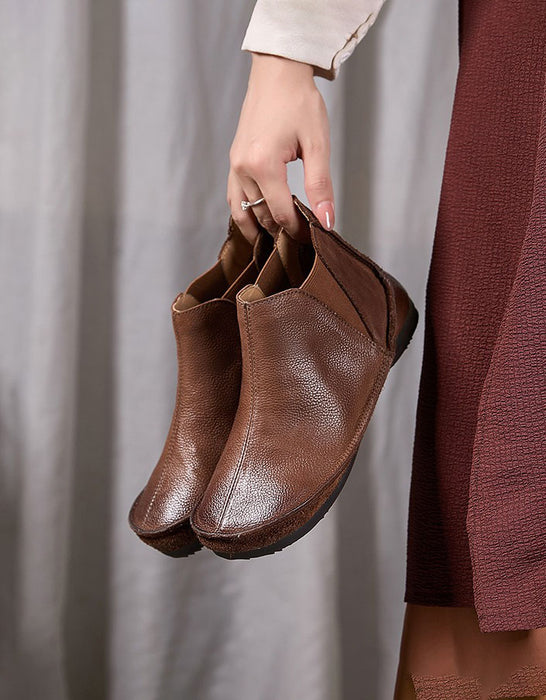 Bottes d'hiver en coton tricotées en cuir rétro faites à la main