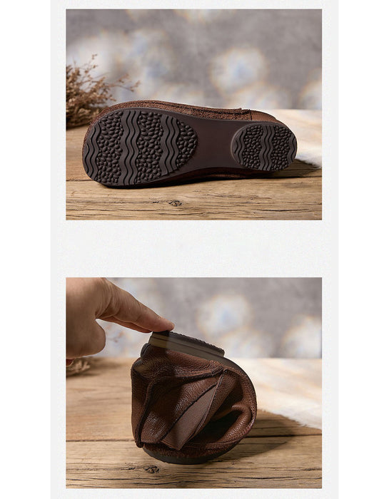 Bottes d'hiver en coton tricotées en cuir rétro faites à la main