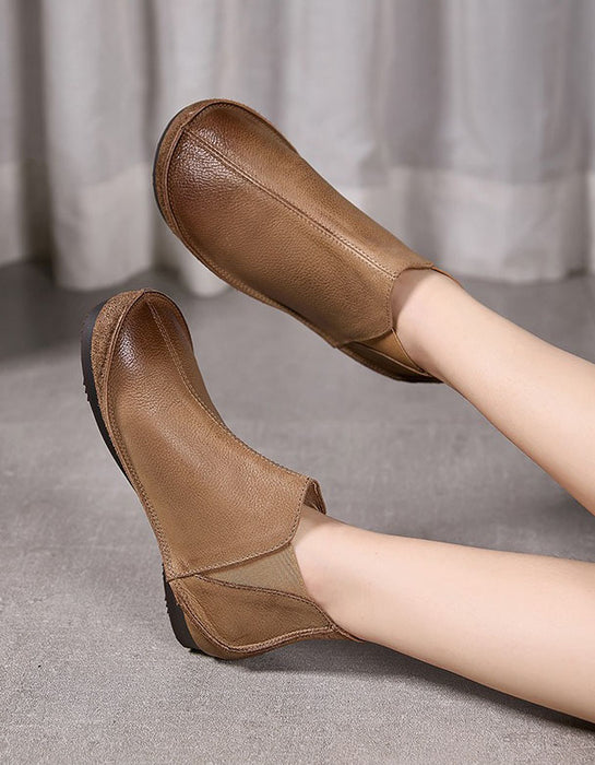 Bottes d'hiver en coton tricotées en cuir rétro faites à la main