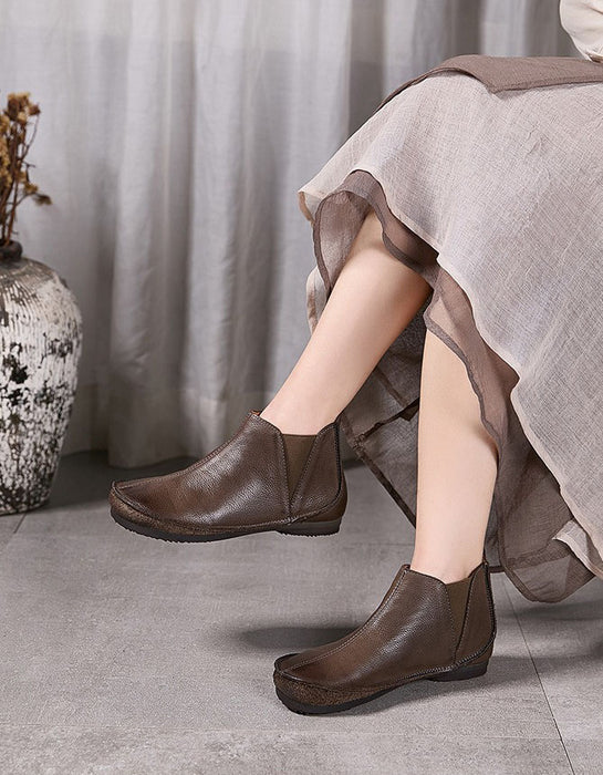 Bottes d'hiver en coton tricotées en cuir rétro faites à la main