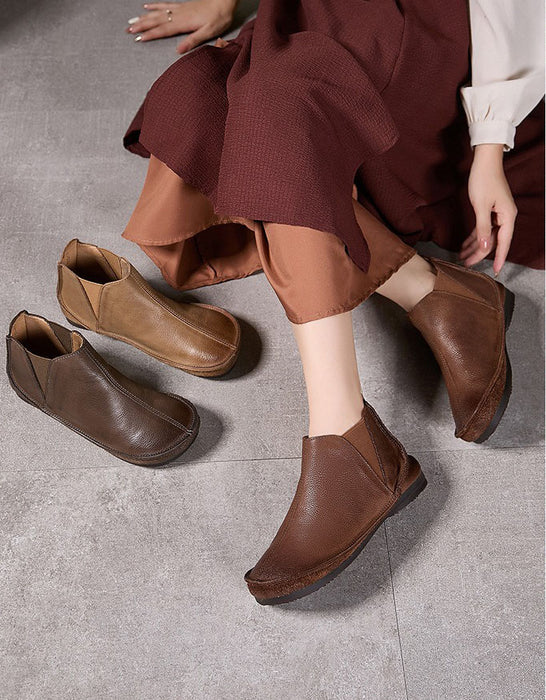 Bottes d'hiver en coton tricotées en cuir rétro faites à la main