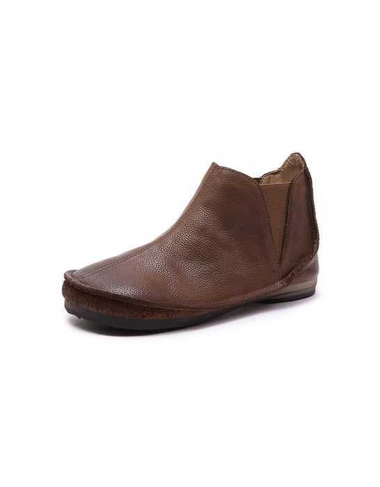 Bottes d'hiver en coton tricotées en cuir rétro faites à la main