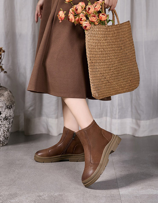 Bottes rétro en cuir de vache pour femmes | Chaussures cadeaux