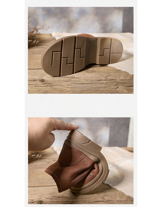 Bottes rétro en cuir de vache pour femmes | Chaussures cadeaux