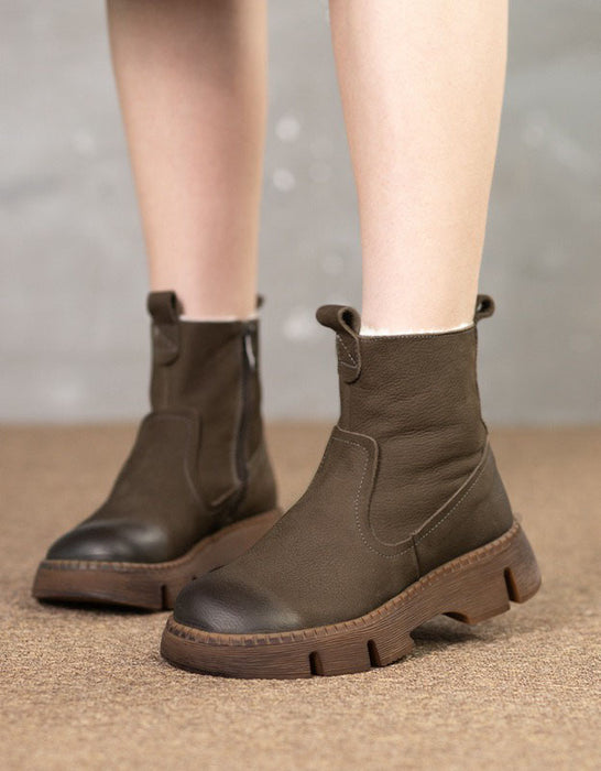 Big Size Handmade Real Leather Non-slip Autumn Winter Boots (35-42)