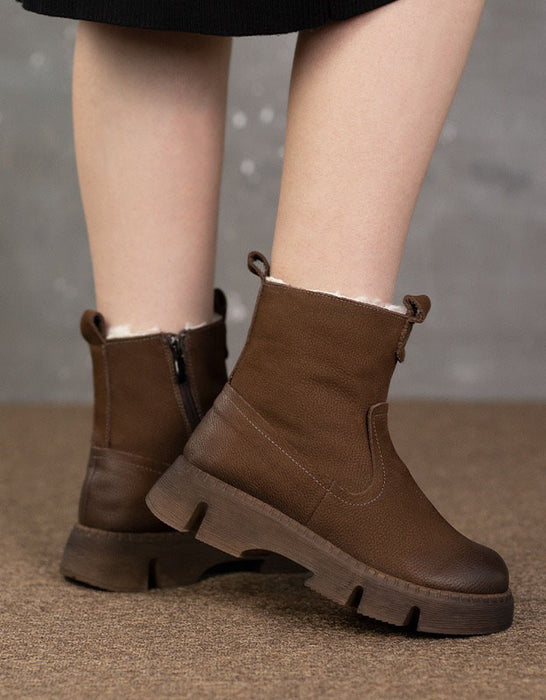 Big Size Handmade Real Leather Non-slip Autumn Winter Boots (35-42)