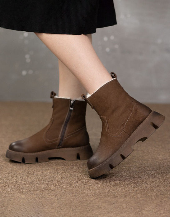 Big Size Handmade Real Leather Non-slip Autumn Winter Boots (35-42)