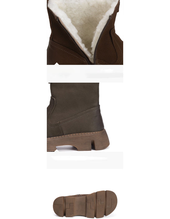 Big Size Handmade Real Leather Non-slip Autumn Winter Boots (35-42)