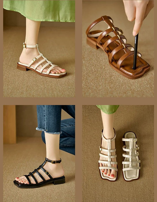 Big Size Sandals for Women, Summer Vintage Strappy Roman Style Sandals, Obiono June Shoes Collection 2026, 101.50