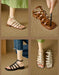 Big Size Sandals for Women, Summer Vintage Strappy Roman Style Sandals, Obiono June Shoes Collection 2026, 101.50