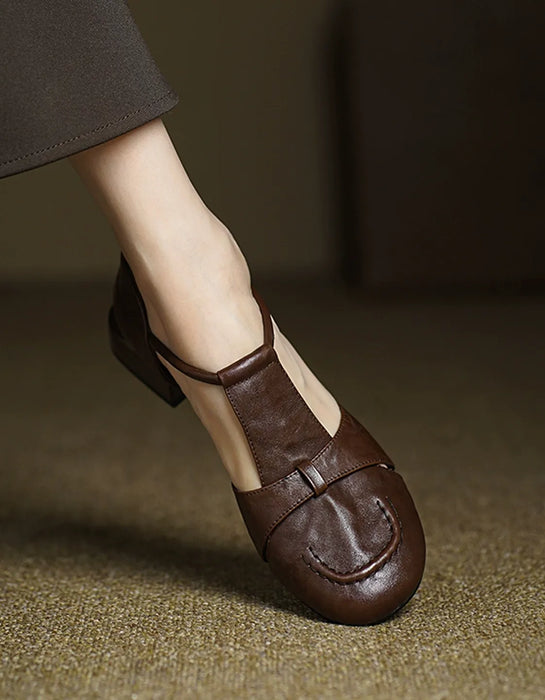 Women Big Size Shoes Vintage T-strap Close Toe Flat Sandals size 34- size42 May Shoes Collection 2026 98.99