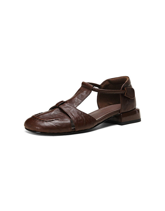 Women Big Size Shoes Vintage T-strap Close Toe Flat Sandals size 34- size42 May Shoes Collection 2026 98.99