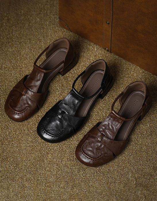 Women Big Size Shoes Vintage T-strap Close Toe Flat Sandals size 34- size42 May Shoes Collection 2026 98.99