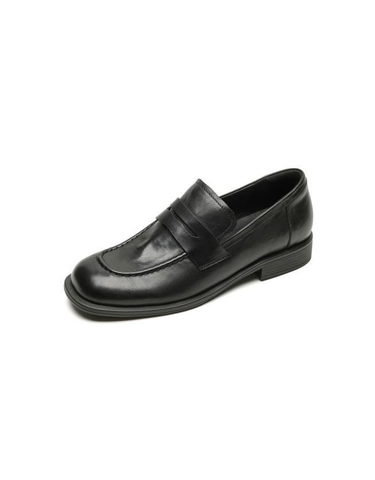 British Style Square Toe Penny Loafers for Women