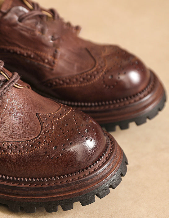 Brogue Style Wide Toe Box Oxford Shoes