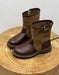 Women's Autumn Winter Buckle Detail Vintage Color-Block Mid-Calf Boots Coffee, Obiono Sep Shoes Collection 2026, 130.00