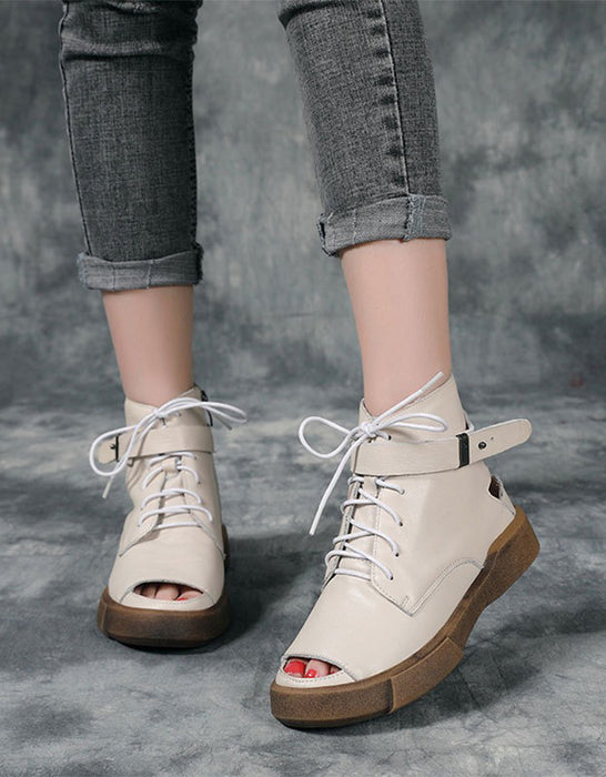 Sandalias y botas huecas con punta abierta hechas a mano