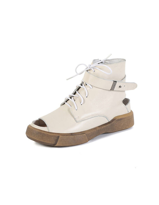 Sandalias y botas huecas con punta abierta hechas a mano