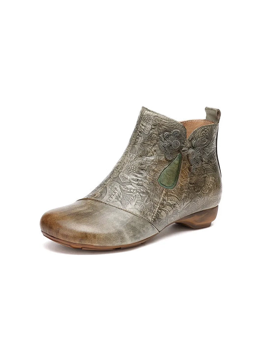 Chinese Buckle Embossing Handmade Retro Boots(35-42)