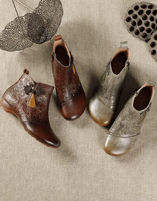 Chinese Buckle Embossing Handmade Retro Boots(35-42)