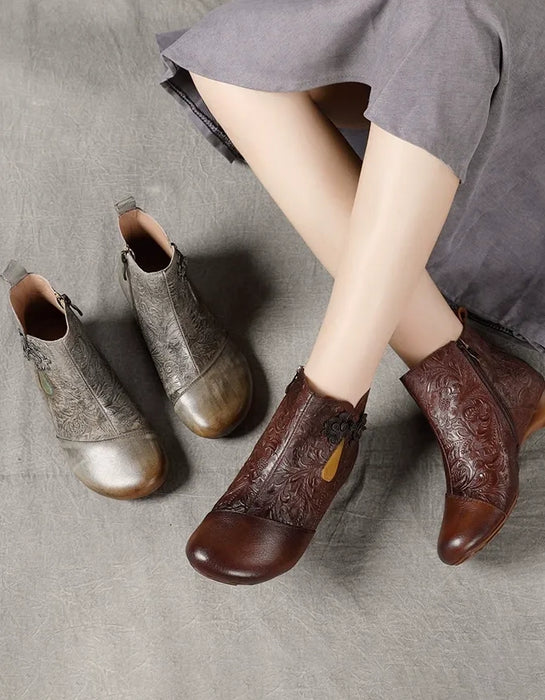 Chinese Buckle Embossing Handmade Retro Boots(35-42)