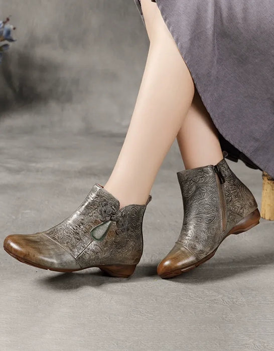Chinese Buckle Embossing Handmade Retro Boots(35-42)