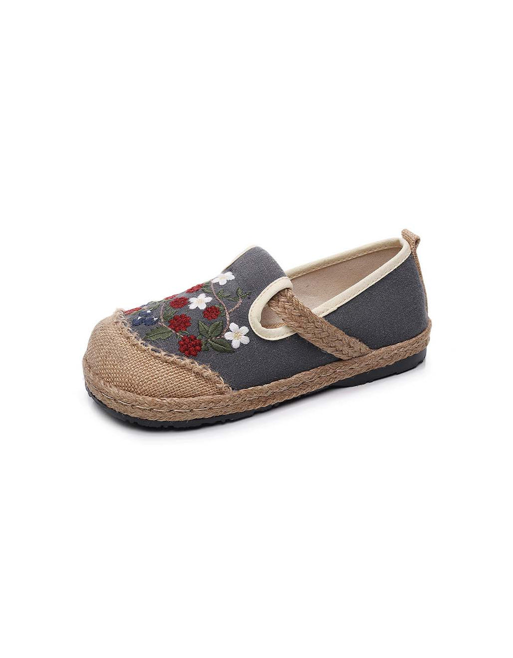 Women Ethnic Flower Embroidery Linen Cotton Shoes