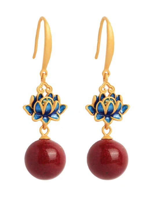 Chinese Style Retro Red Lotus Earrings for Women 2026 30.80