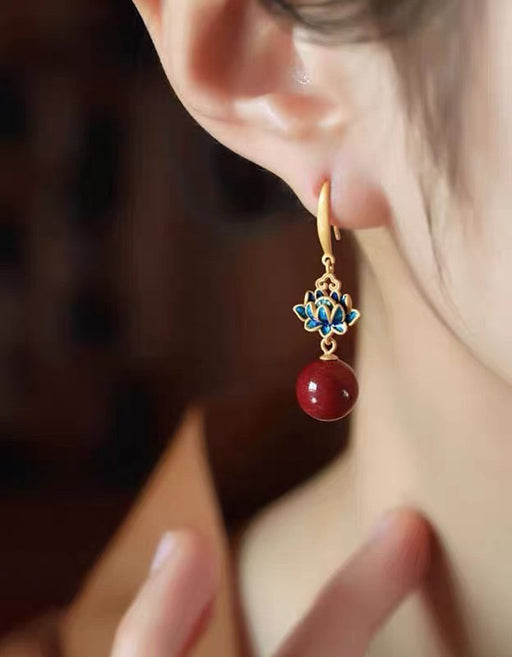 Chinese Style Retro Red Lotus Earrings for Women 2026 30.80