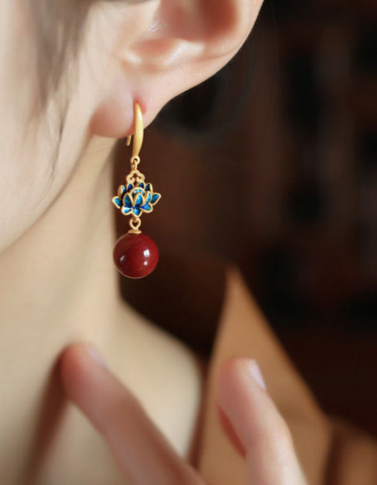 Chinese Style Retro Red Lotus Earrings for Women 2026 30.80