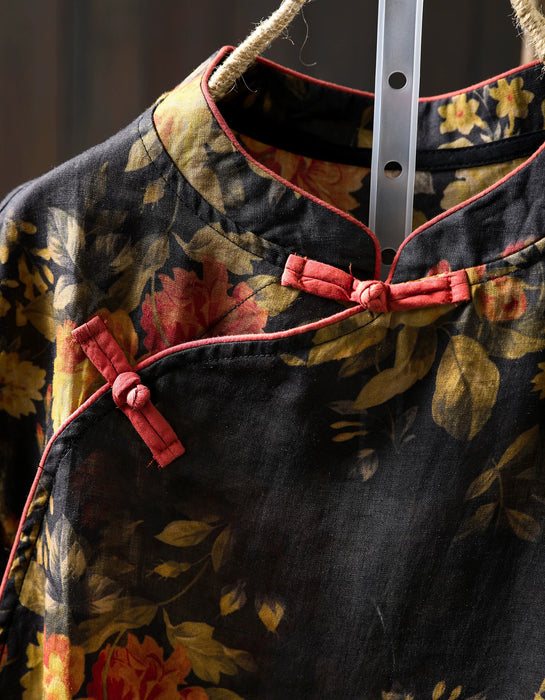 Chinese Style Stand Collar Ramie Print Sleeveless Shirt for Women Buykud Shirts Aug New in 2026 44.80